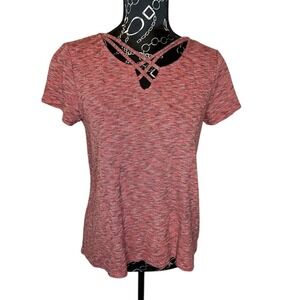 Criss Cross‎ Neck Short Sleeve T Shirt Top Casual Everyday